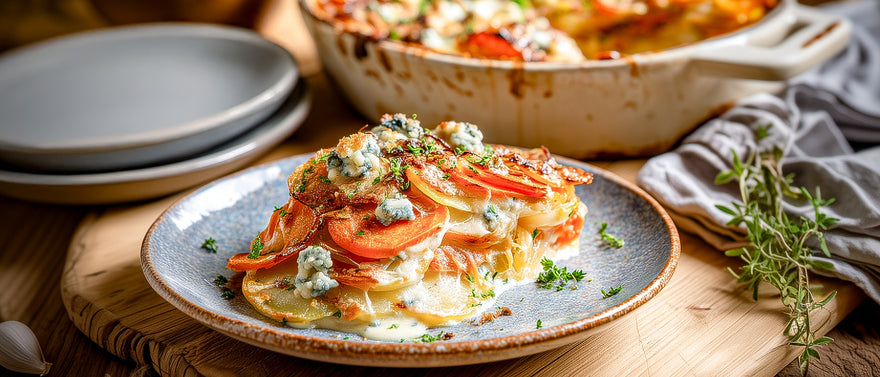 Karotten-Kartoffelgratin mit Gorgonzola
