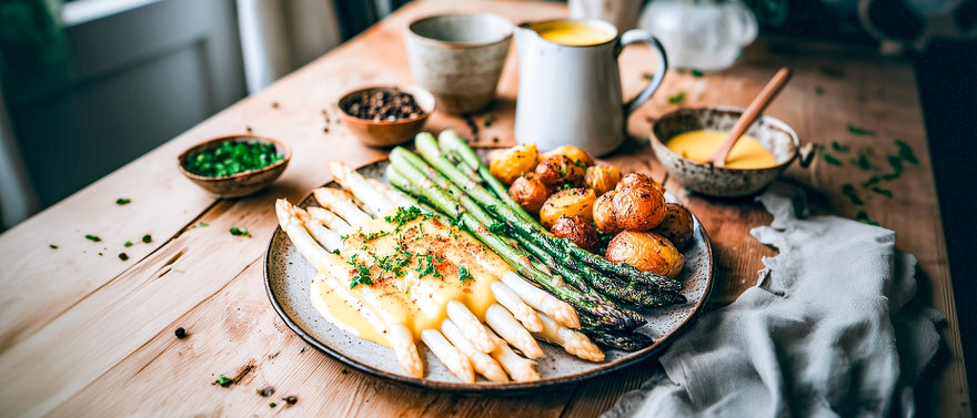 Gratinierter Spargel mit Pfeffer-Hollandaise