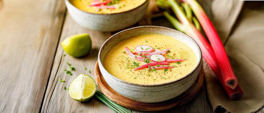 Cremige Paprikasuppe mit Rhabarber