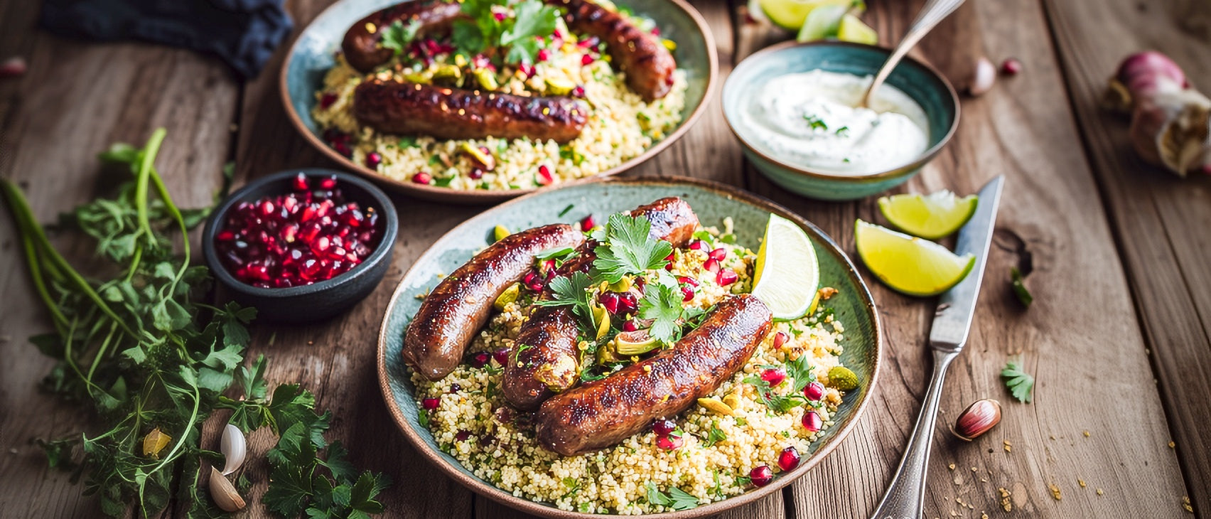 Gegrillte Merguez mit Granatapfel-Couscous