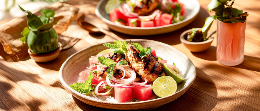 Gegrilltes Limettenhähnchen mit Wassermelonensalat
