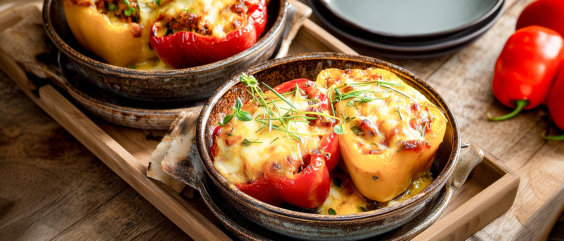 Gefüllte Ofenpaprika mit Chili sin Carne