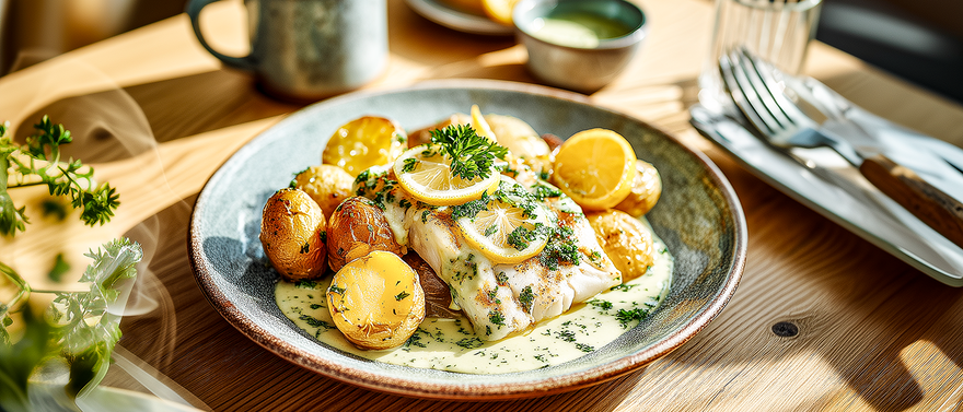 Schollenfilet in Kräuter-Zitronensoße