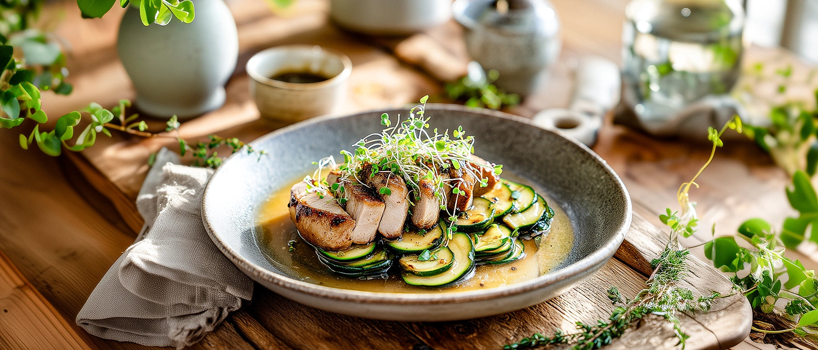 Schweinefilet mit Ingwer-Honig und Zucchini