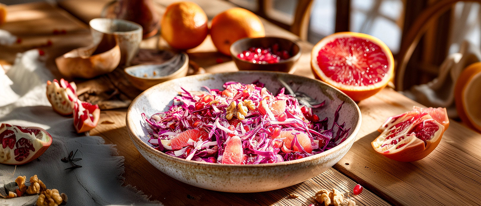 Rotkohlsalat mit Grapefruit und Granatapfel