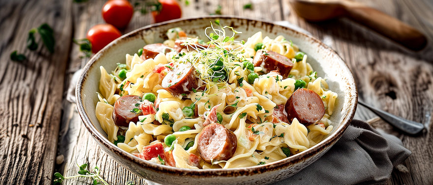 Nudelsalat mit Mini-Wienerle