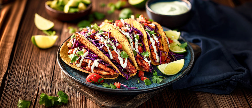 Mexikanische Tacos mit glasierten Hähnchenstreifen