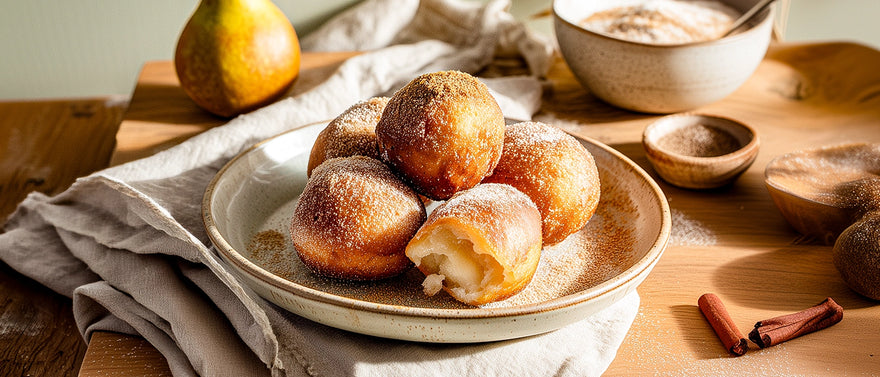 Birnenkrapfen mit Zimt und Zucker