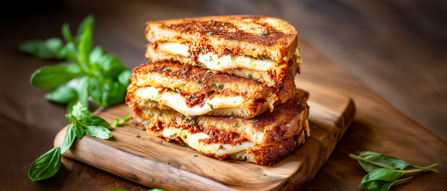 Gebackenes Mozzarella-Pesto-Sandwich