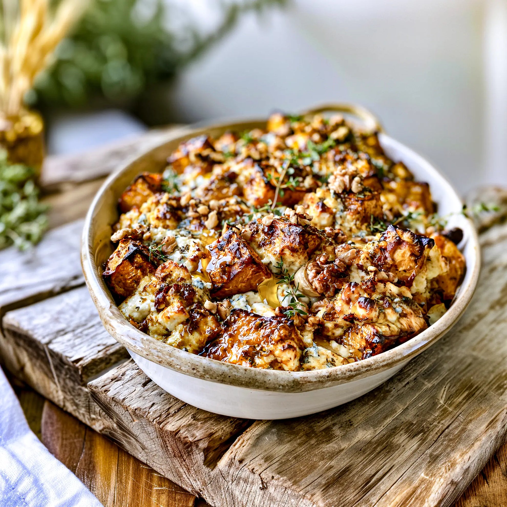 Knuspriger Hokkaido mit Feta