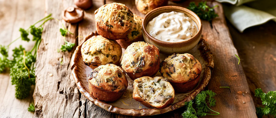 Herzhafte Muffins mit Pilzen und Kräutern