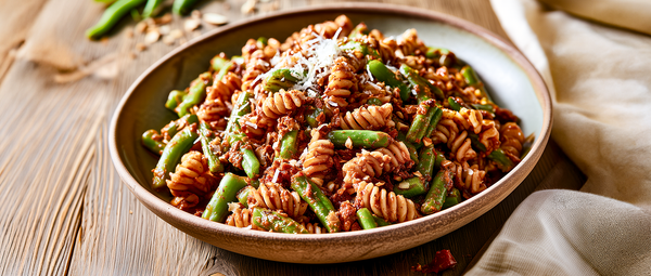 Pasta mit grünen Bohnen und Tomaten