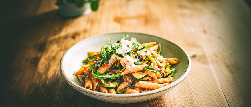 Penne mit Zucchini und Rucola