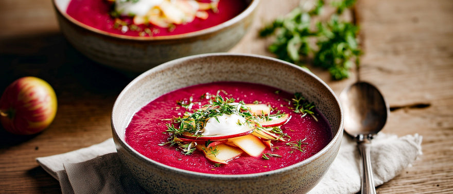 Rote Beete-Lauchcremesuppe mit Apfel