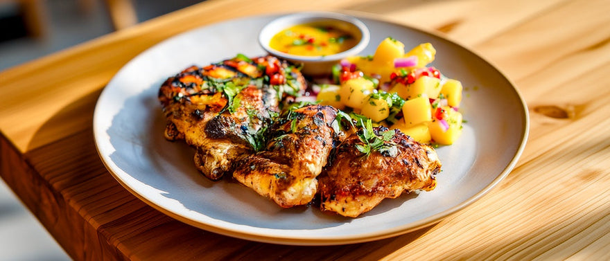 Indisches Grillhähnchen mit Mango-Chili-Soße