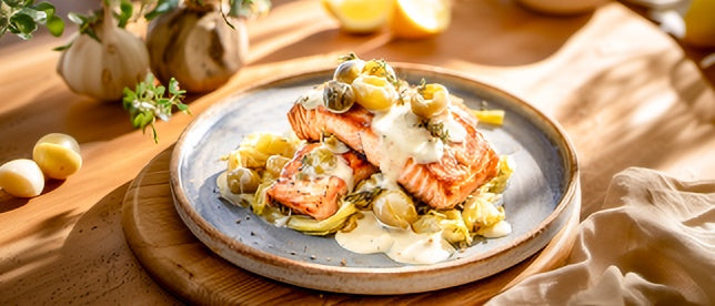 Lachsfilet mit Traubensoße