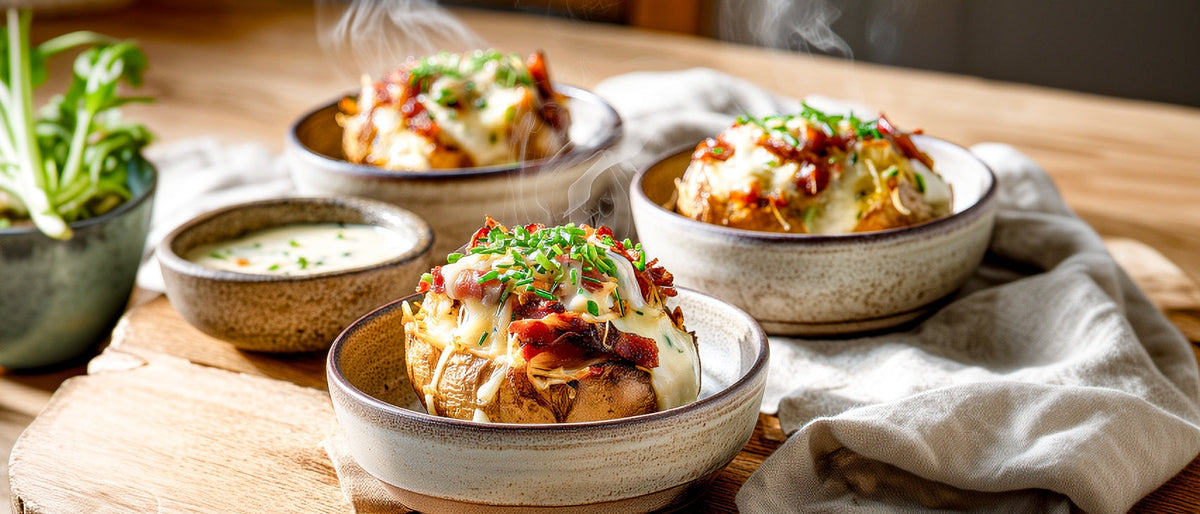 Ofenkartoffeln mit Gemüse-Specksoße