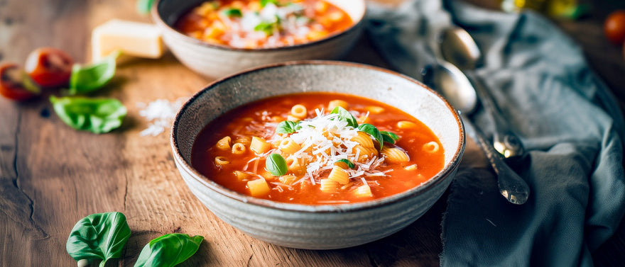 Tomatensuppe mit Pasta und Kartoffeln