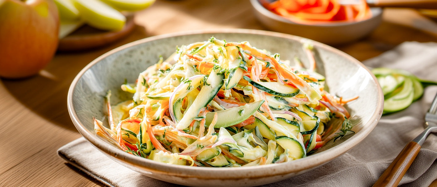 Zucchinisalat mit grünem Apfel und Karotten