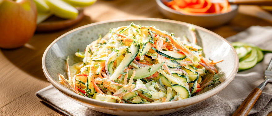 Zucchinisalat mit grünem Apfel und Karotten