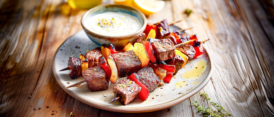 Paprika-Rindfleischspieße mit Zitronen-Aioli
