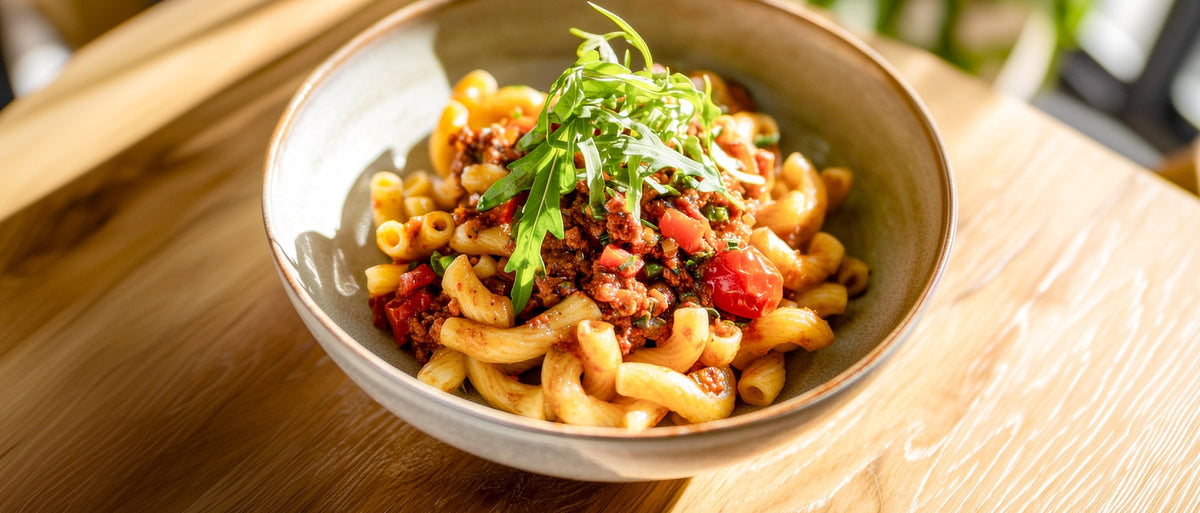 Maccaroni mit veganer Bolognese