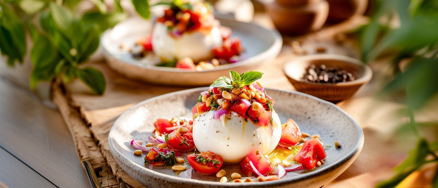 Mozzarella mit Tomatensalat gefüllt