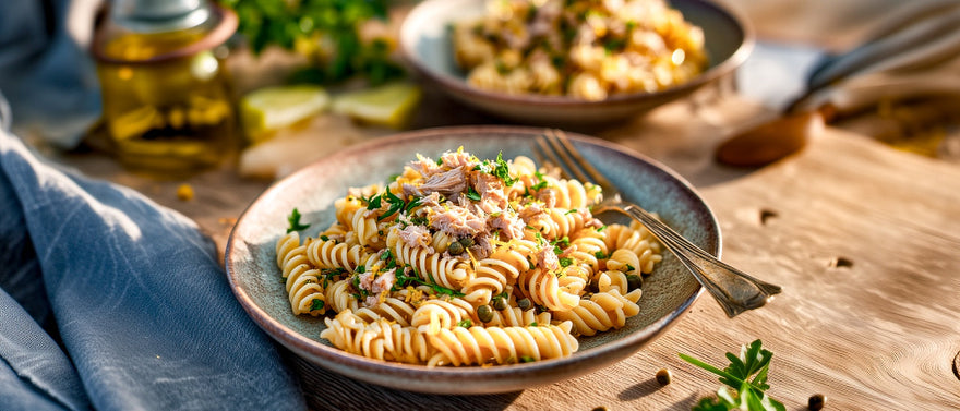 Thunfisch-Pasta mit Ei und Kapern