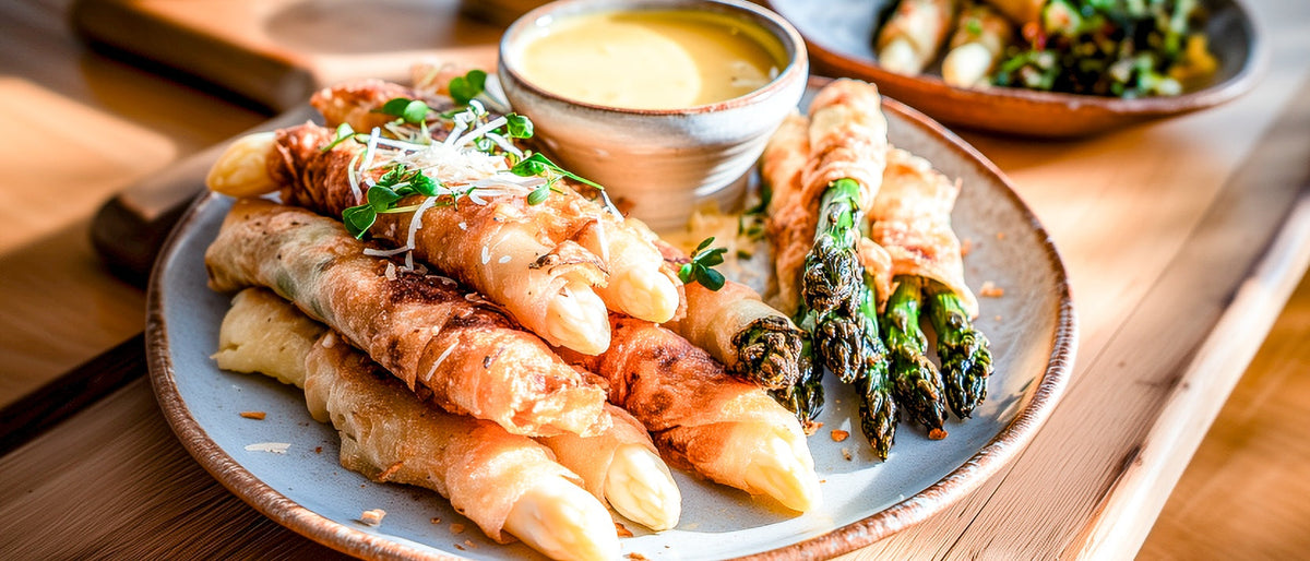 Knusprige Spargel-Schinken-Stangen