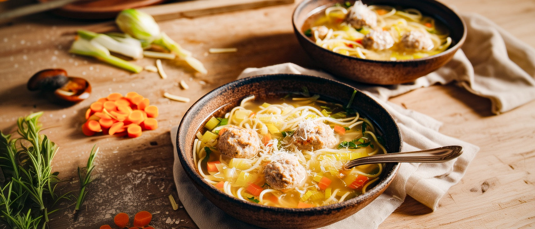 Nudelsuppe mit Kalbfleischklößchen