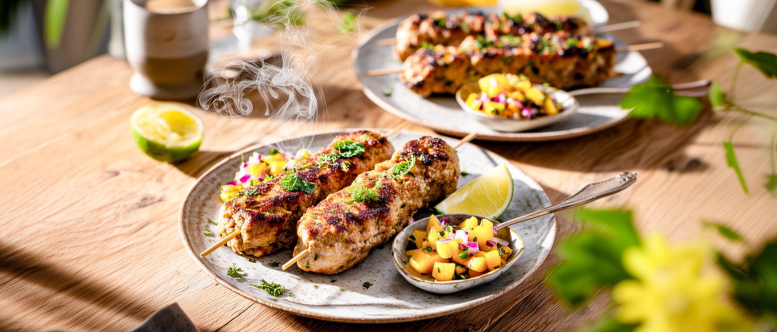 Puten-Kebabspieße mit Mangosalsa