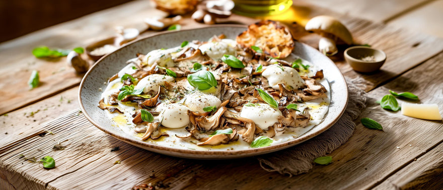 Pilzcarpaccio mit Mozzarella