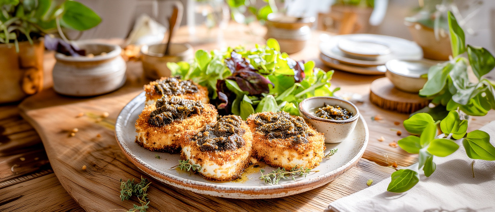 Gratinierter Ziegenkäse mit Pesto Funghi