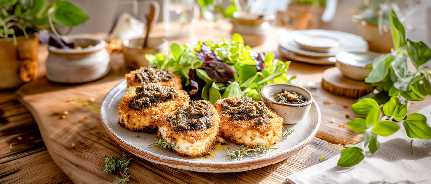 Gratinierter Ziegenkäse mit Pesto Funghi