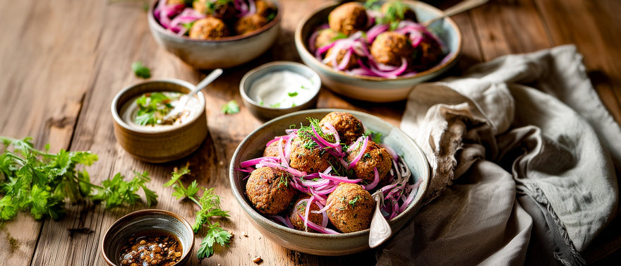 Falafel mit marinierten Zwiebeln