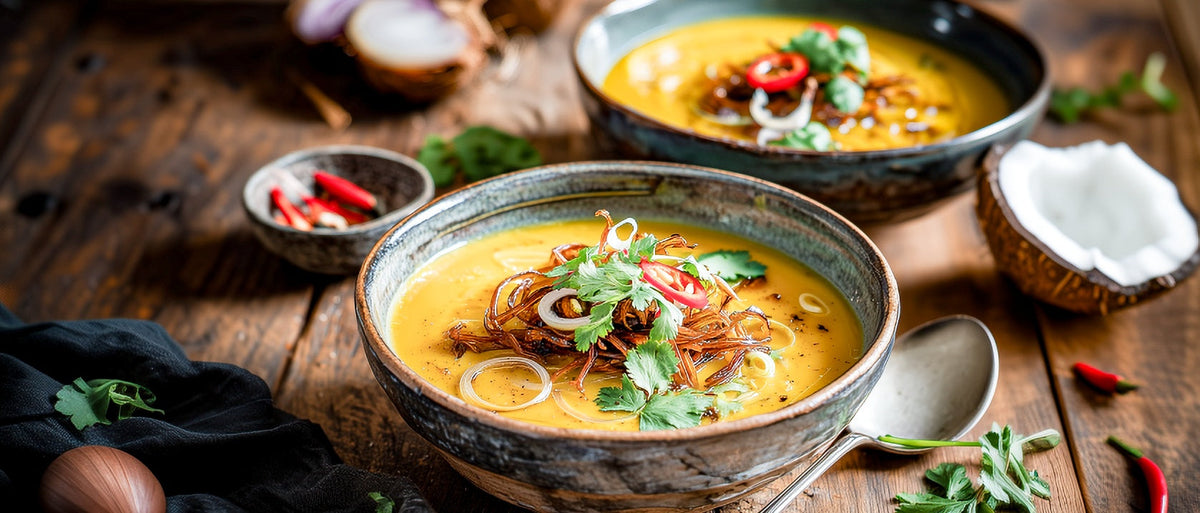 Zwiebel-Kokos-Suppe mit Curry