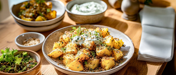 Würzige Bratkartoffeln mit Kräuterjoghurt