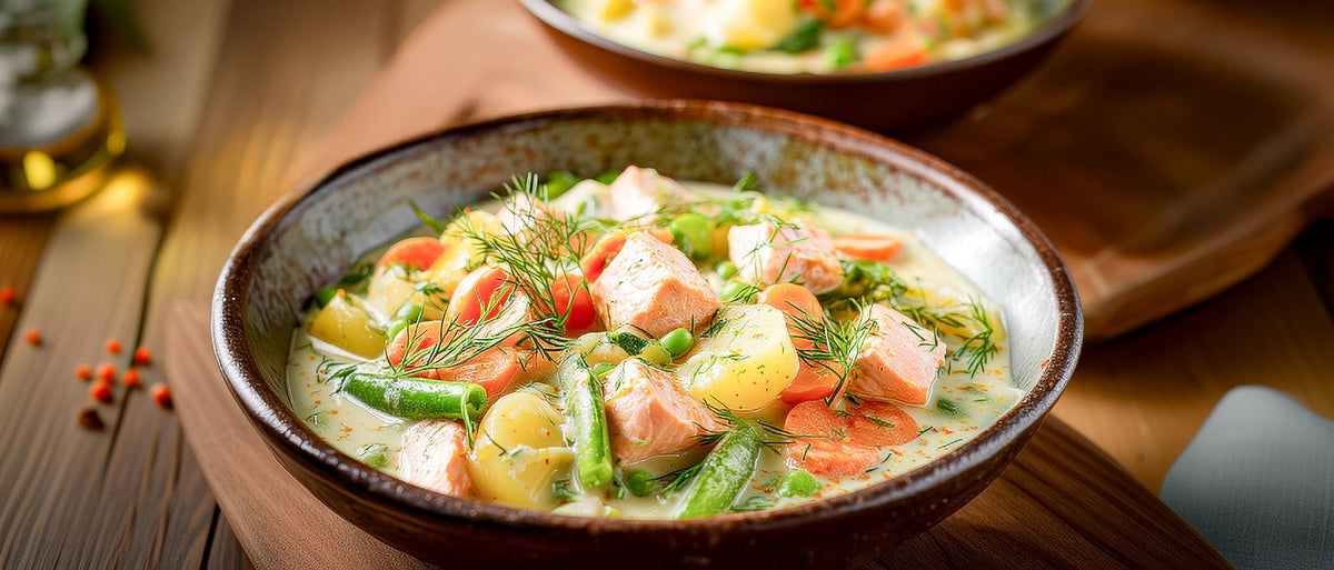 Gemüse Ragout mit Lachs