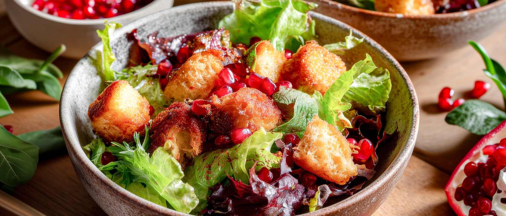 Winterlicher Blattsalat mit Preiselbeerdressing und Kracherle