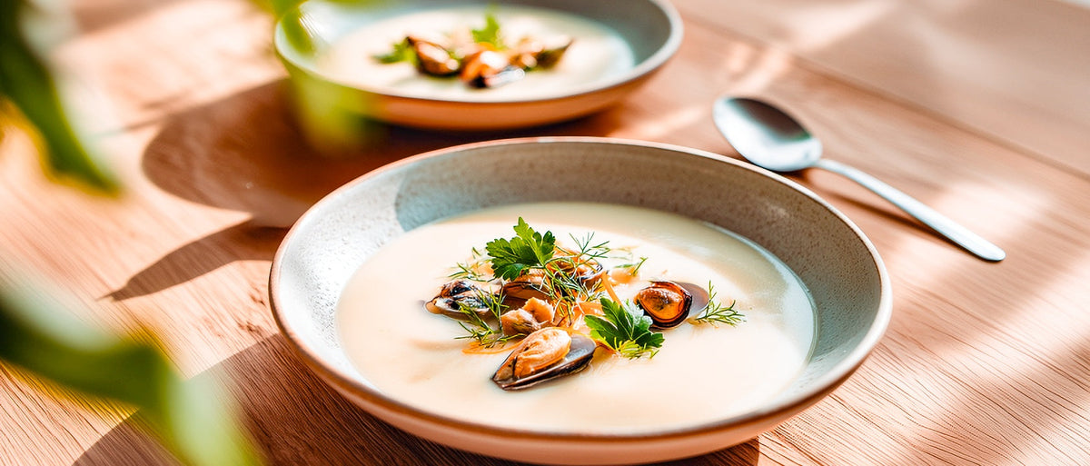 Kartoffel-Fenchelsuppe mit Muscheln