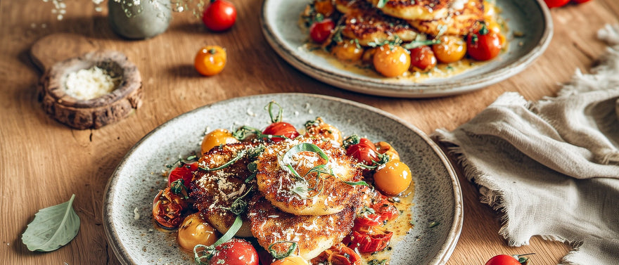 Kohlrabi-Piccata auf Kirschtomatensoße