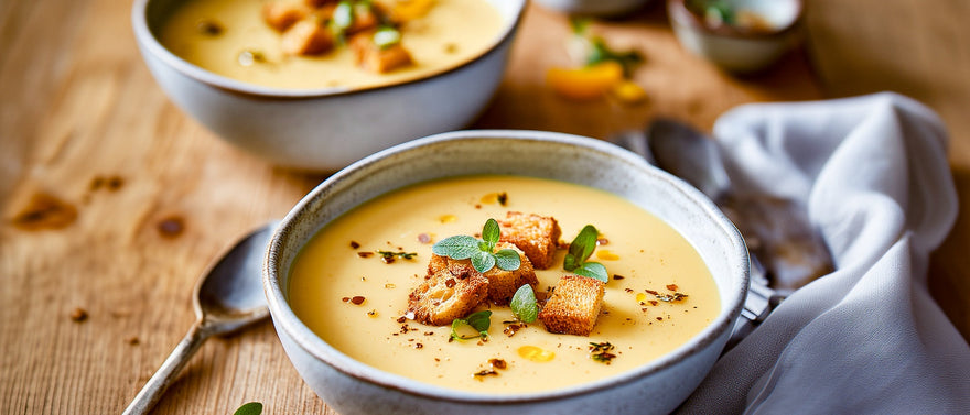 Paprikarahmsuppe mit Zitronenmelisse