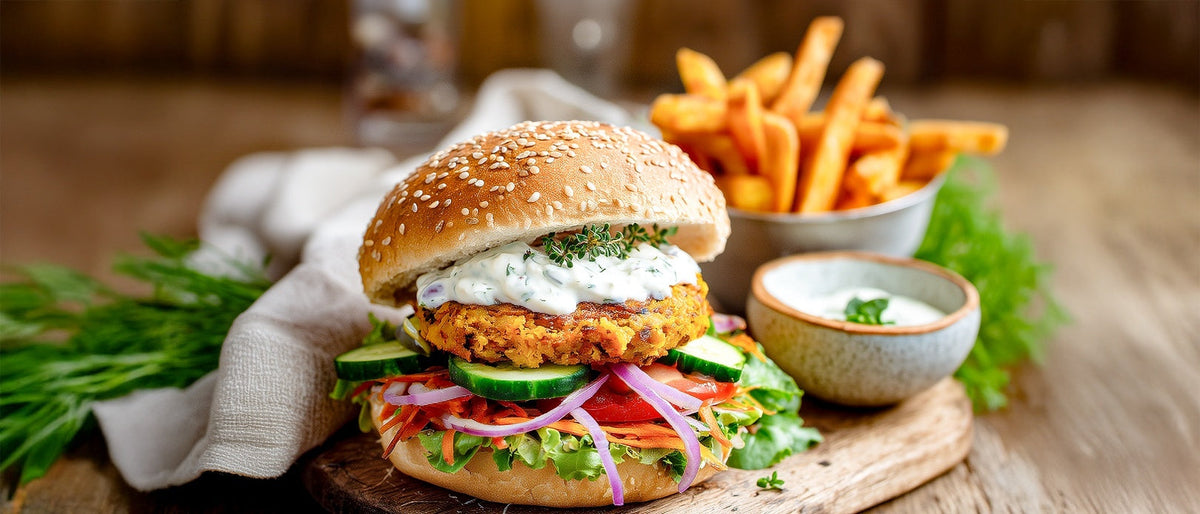 Vegiburger mit Kräuterschmand