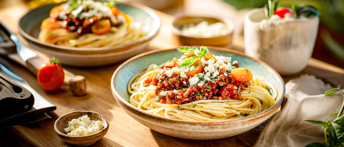 Spaghetti mit Aprikosen-Bolognese
