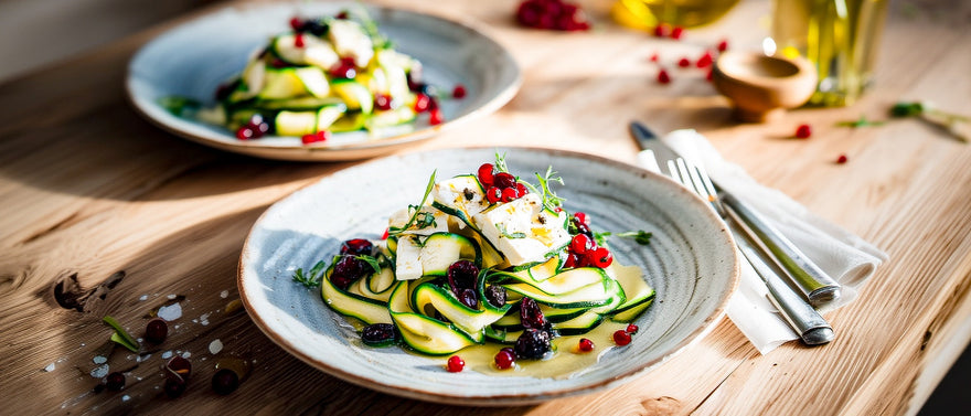 Zucchini-Johannisbeersalat mit Ziegenkäse