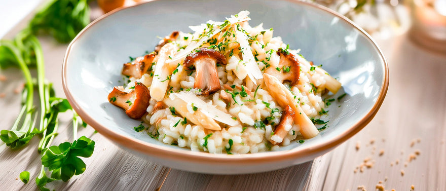 Spargel-Risotto mit Champignons