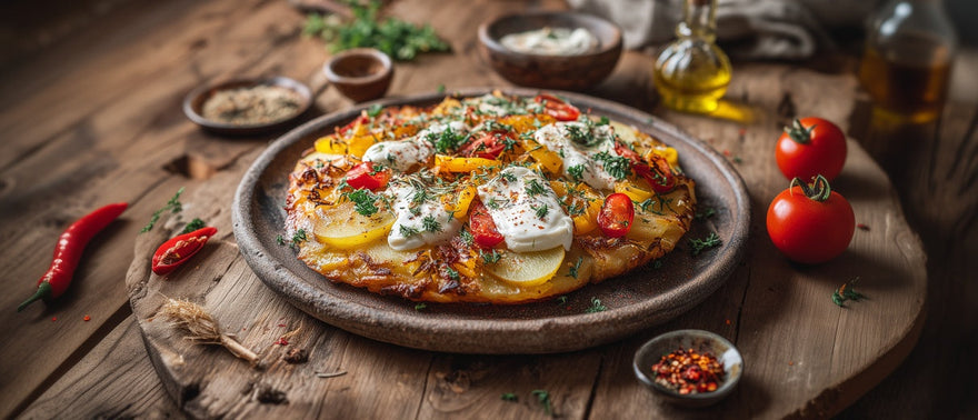 Kartoffelpizza mit Sauerrahm