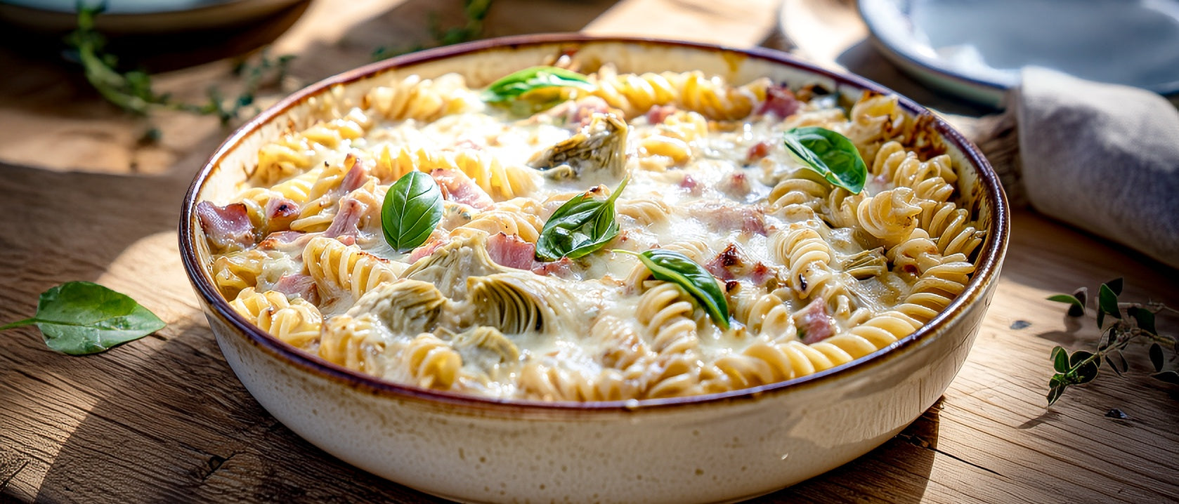 Nudelauflauf mit Artischocken und Mortadella