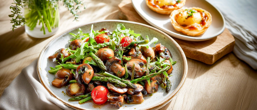 Pilzsalat mit Kartoffeltörtchen