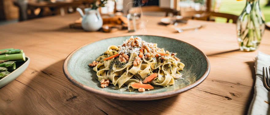 Bandnudeln mit Spargel und GEFRO Pesto Funghi